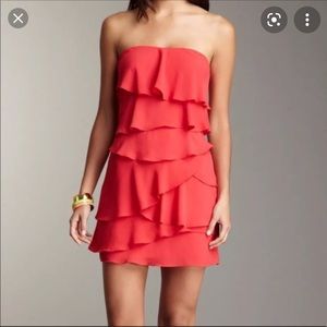 BCBG MAXAZRIA STRAPLESS RUFFLE TIERED DRESS